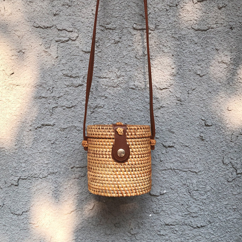 Handwoven Rattan Crossbody Bag