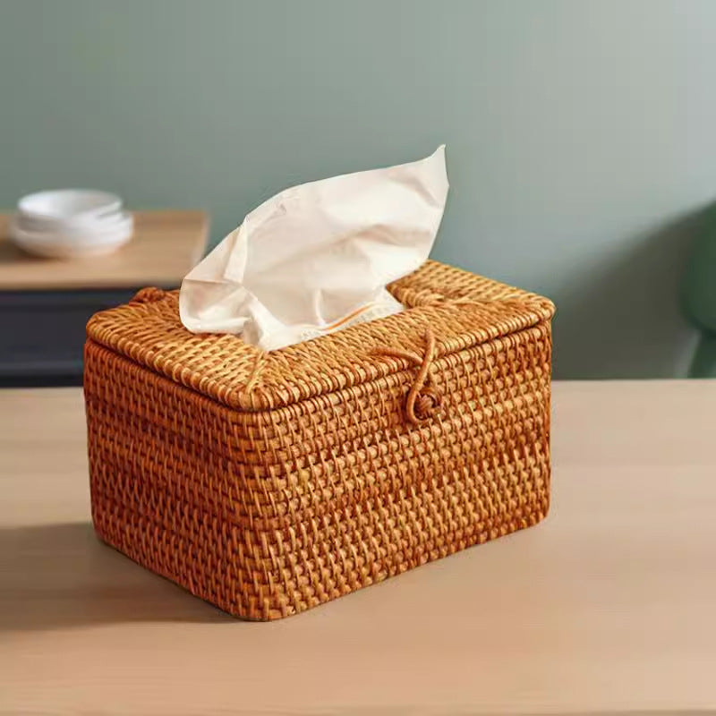 Handwoven Rattan Tissue Box