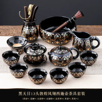 Phoenix Feather Tenmoku Tea Set