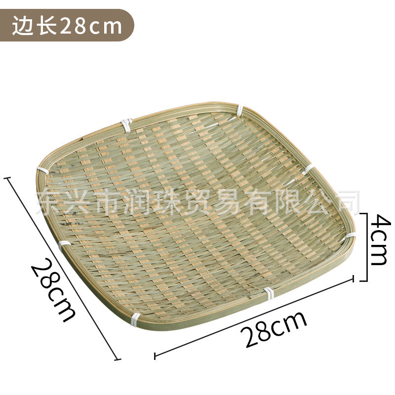 Red-Rim Bamboo Serving Plate