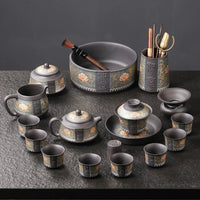 Zisha Lotus Scroll Ruyi Tea Set