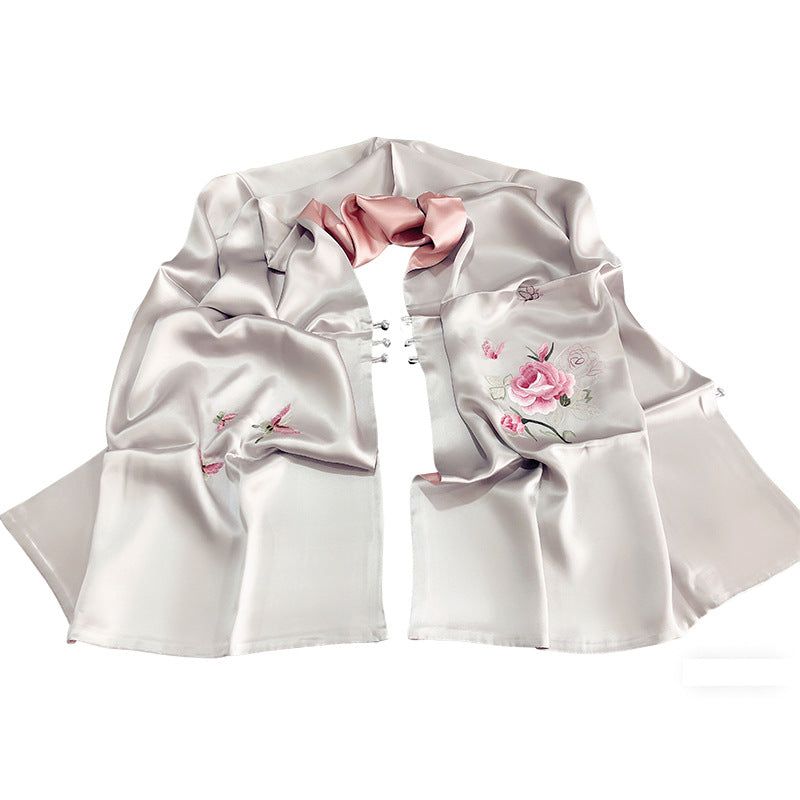 Retro Su Embroidered Silk Shawl, 190cm