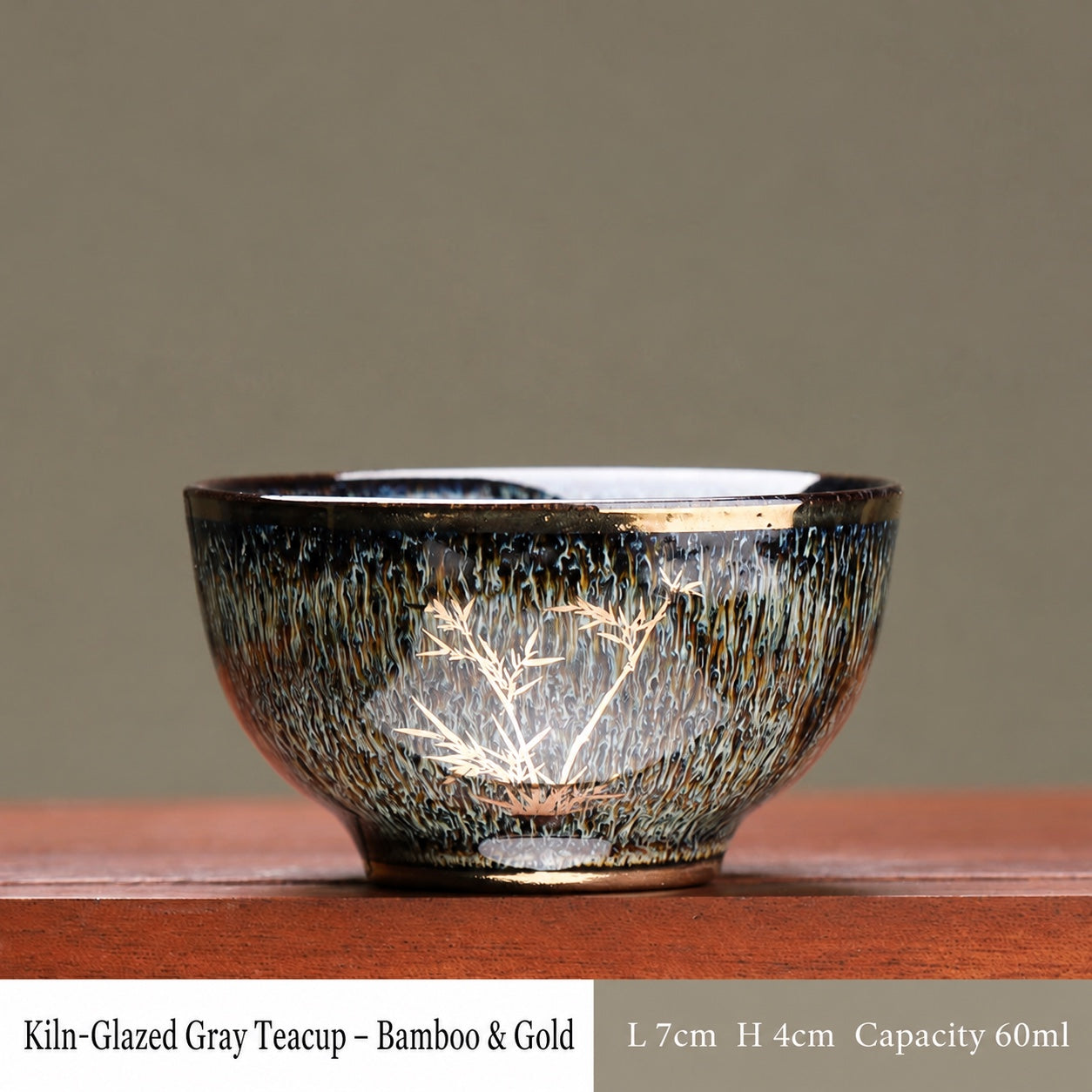 Gilded Bamboo Kiln-Glaze Jian Teacup