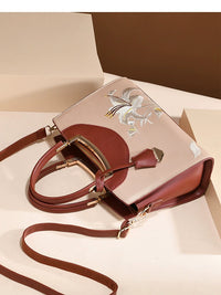 Brown Embroidered Crossbody Handbag