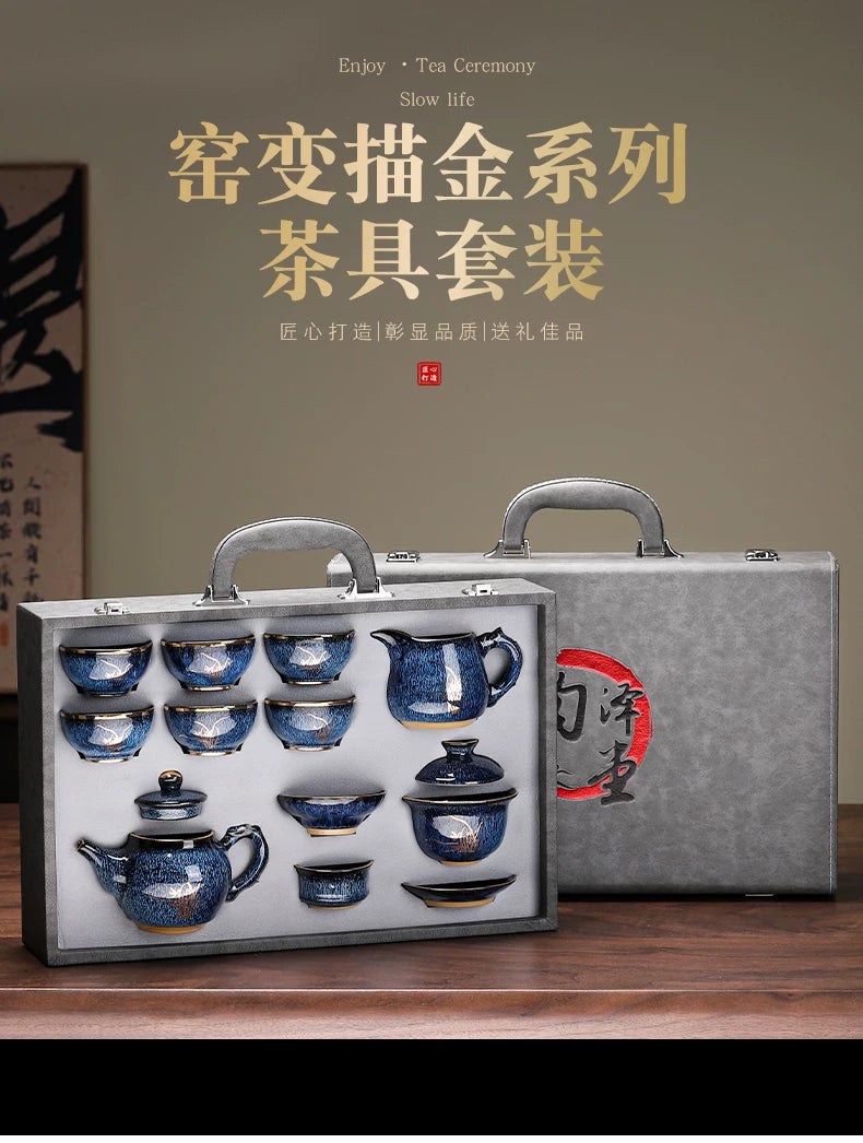 Jian Ware Kung Fu Tea Set with Orchid