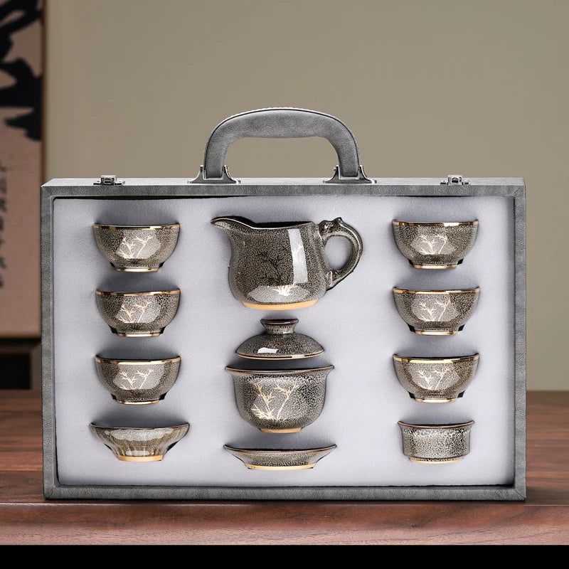 Jian Ware Kung Fu Tea Set with Orchid