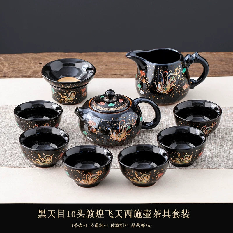 Black Tenmoku Apsara Tea Set