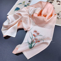 Su Embroidery Silk Long Scarf, Orange Tones