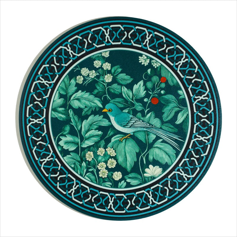 复古花卉油画系圆形西餐垫 咖啡杯圆垫 PVC印花防水防油高档餐垫