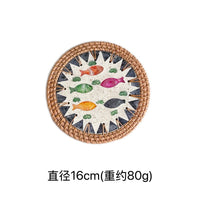 Rattan & Shell Coaster