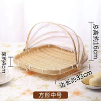 Bamboo Drying Basket with Mesh Cover