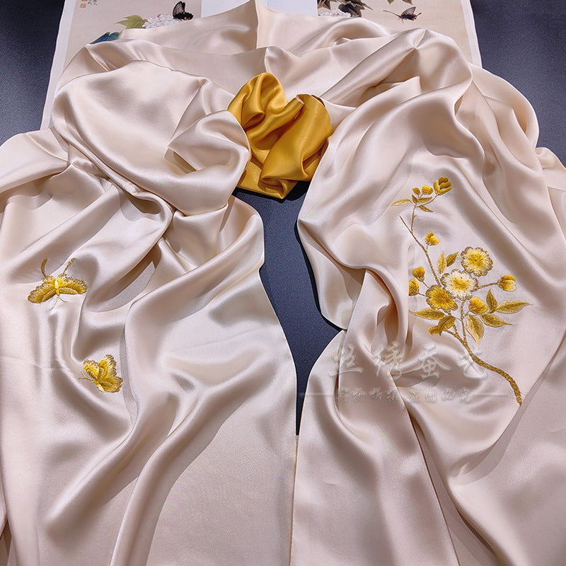 Hand-Embroidered Su Silk Shawl, Suzhou Heritage