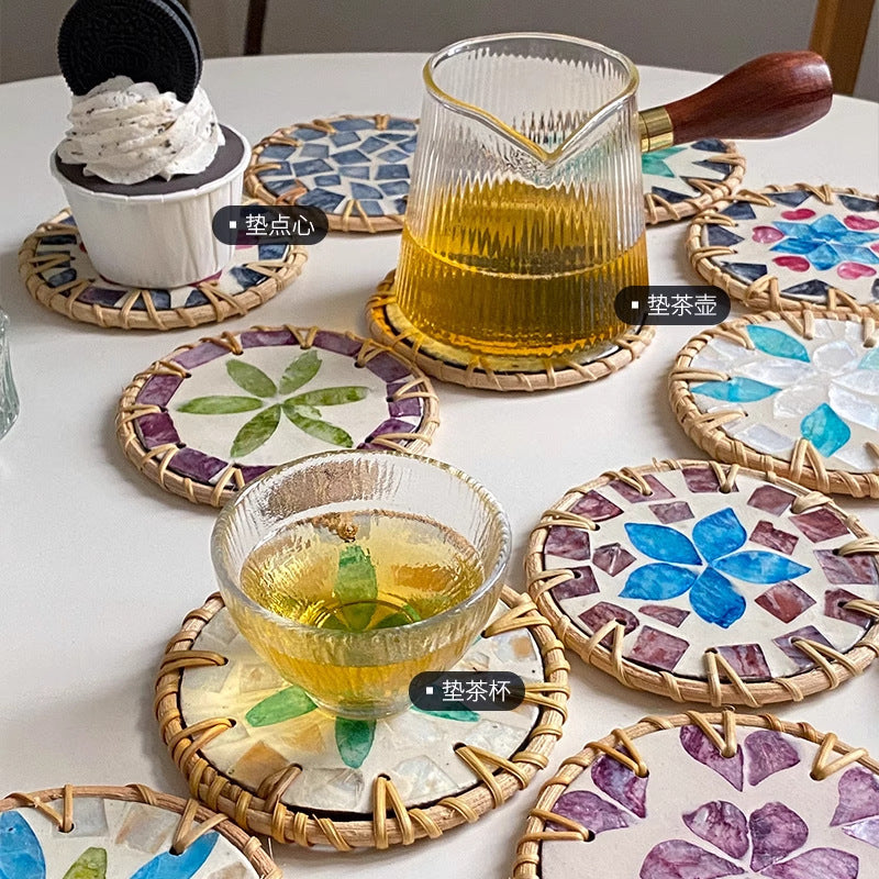 Rattan & Shell Inlay Trivet