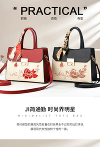 Large Embroidered Handbag in Blue or Burgundy