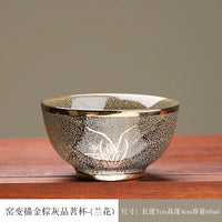 Gilded Bamboo Kiln-Glaze Jian Teacup