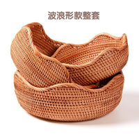 Wave-Edge Rattan Fruit Basket