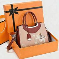 Brown Embroidered Crossbody Handbag
