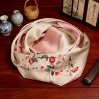 100% Mulberry Silk Su Embroidery Long Scarf