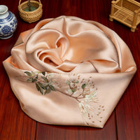 100% Mulberry Silk Su Embroidery Long Scarf