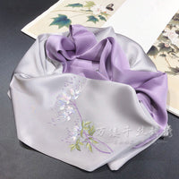 Hand Embroidered Mulberry Silk Scarf, Pastel