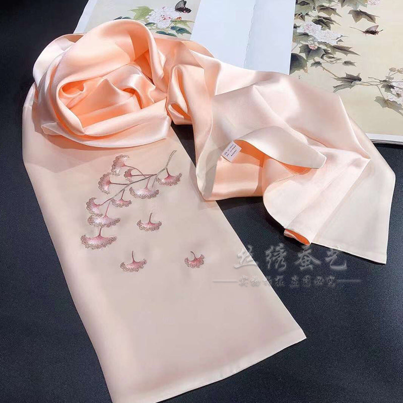Su Embroidery Ginkgo Double-Sided Silk Shawl