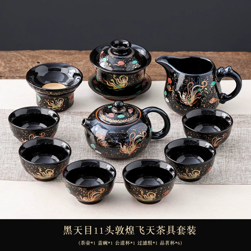 Black Tenmoku Apsara Tea Set