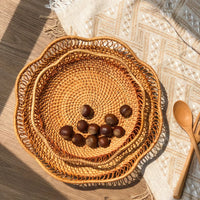 Shallow Round Rattan Tray