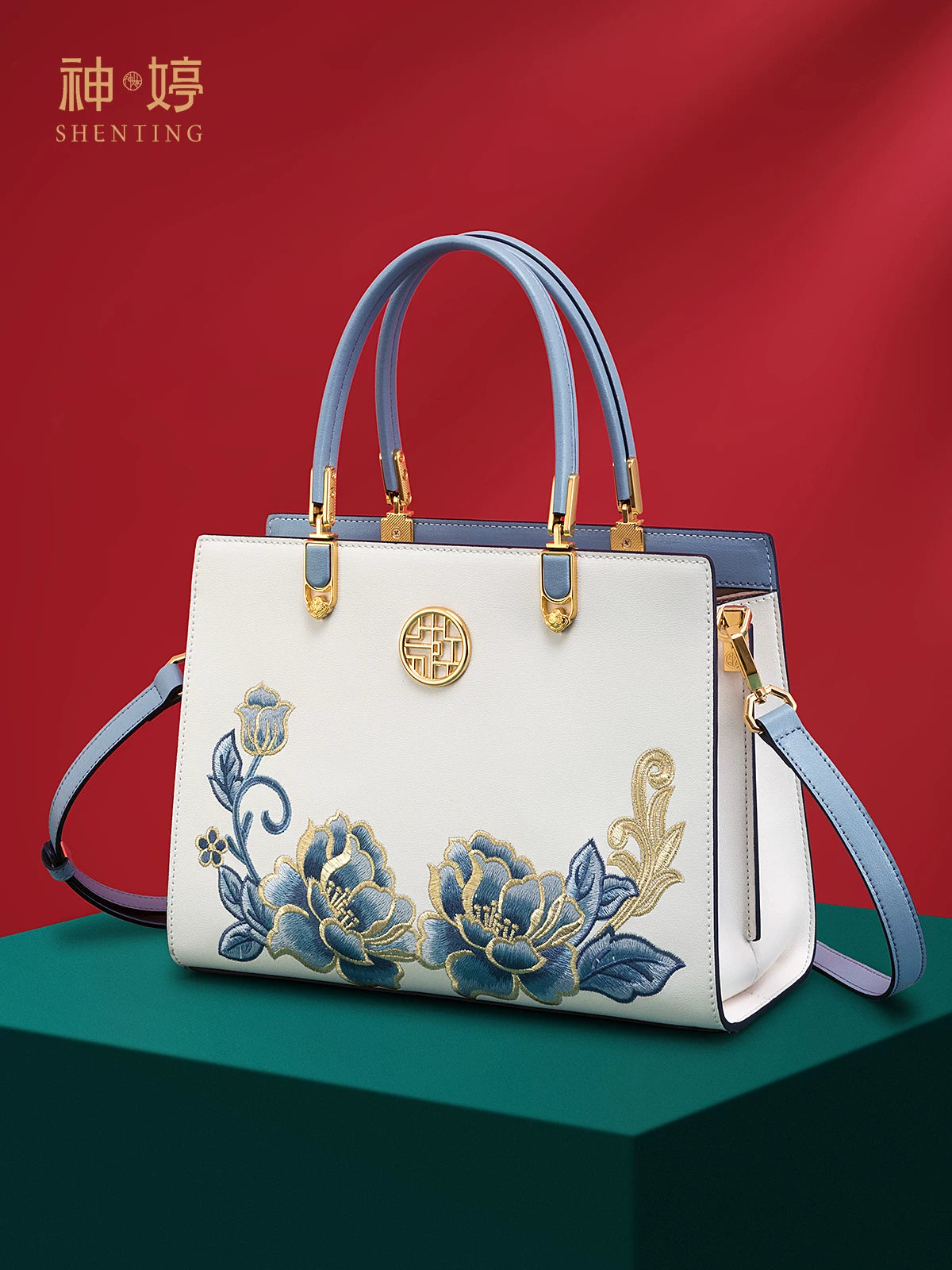 Su Embroidered Leather Wedding Bag