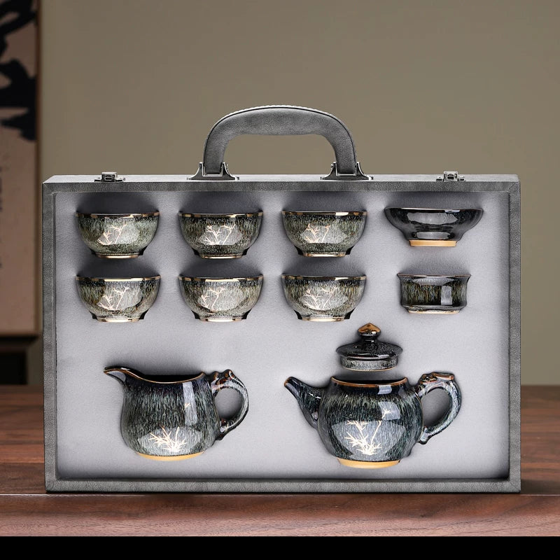 Jian Ware Kung Fu Tea Set with Orchid