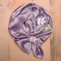 Double-Sided Lotus Silk Scarf with Ring