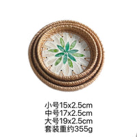 Mini Rattan & Shell Basket Set of 3