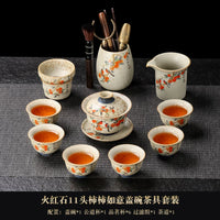 Fire-Red Stone Persimmon Ruyi Tea Set