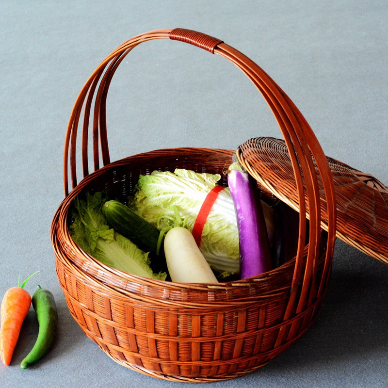 Extra-Large Bamboo Offering Basket with Lid