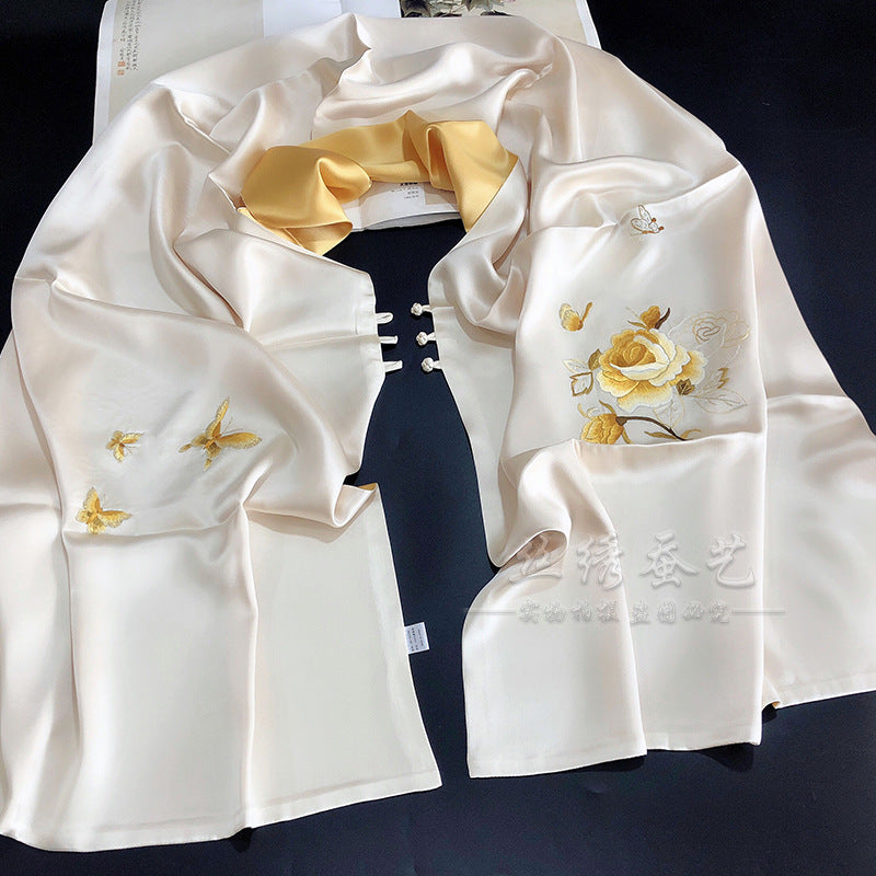 Retro Su Embroidered Silk Shawl, 190cm