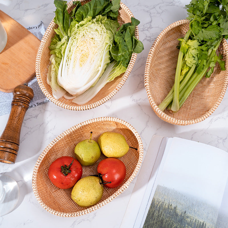 Golden Bamboo Oval Basket