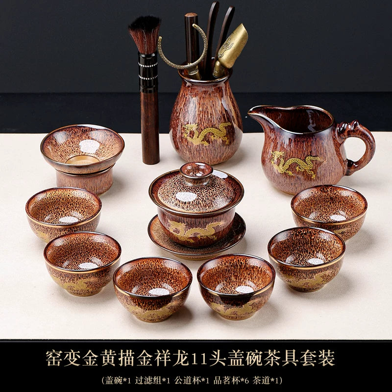Golden Dragon Gilded Tea Set