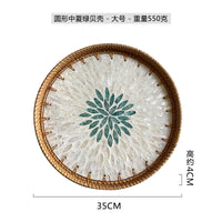 Rattan & Shell Inlay Round Tray