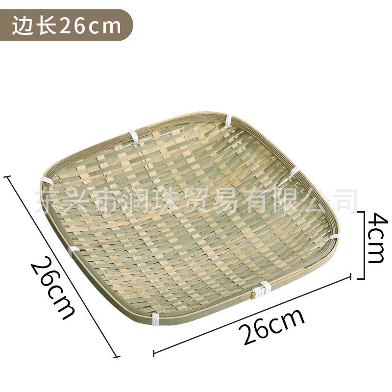 Red-Rim Bamboo Serving Plate