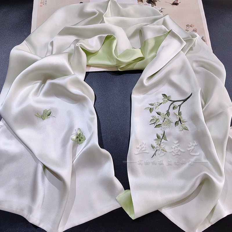 Mulberry Silk Embroidered Qipao Shawl (Style 2)
