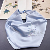Mulberry Silk Embroidered Square Scarf 55cm