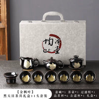 Black Tenmoku Gold Leaf Tea Set