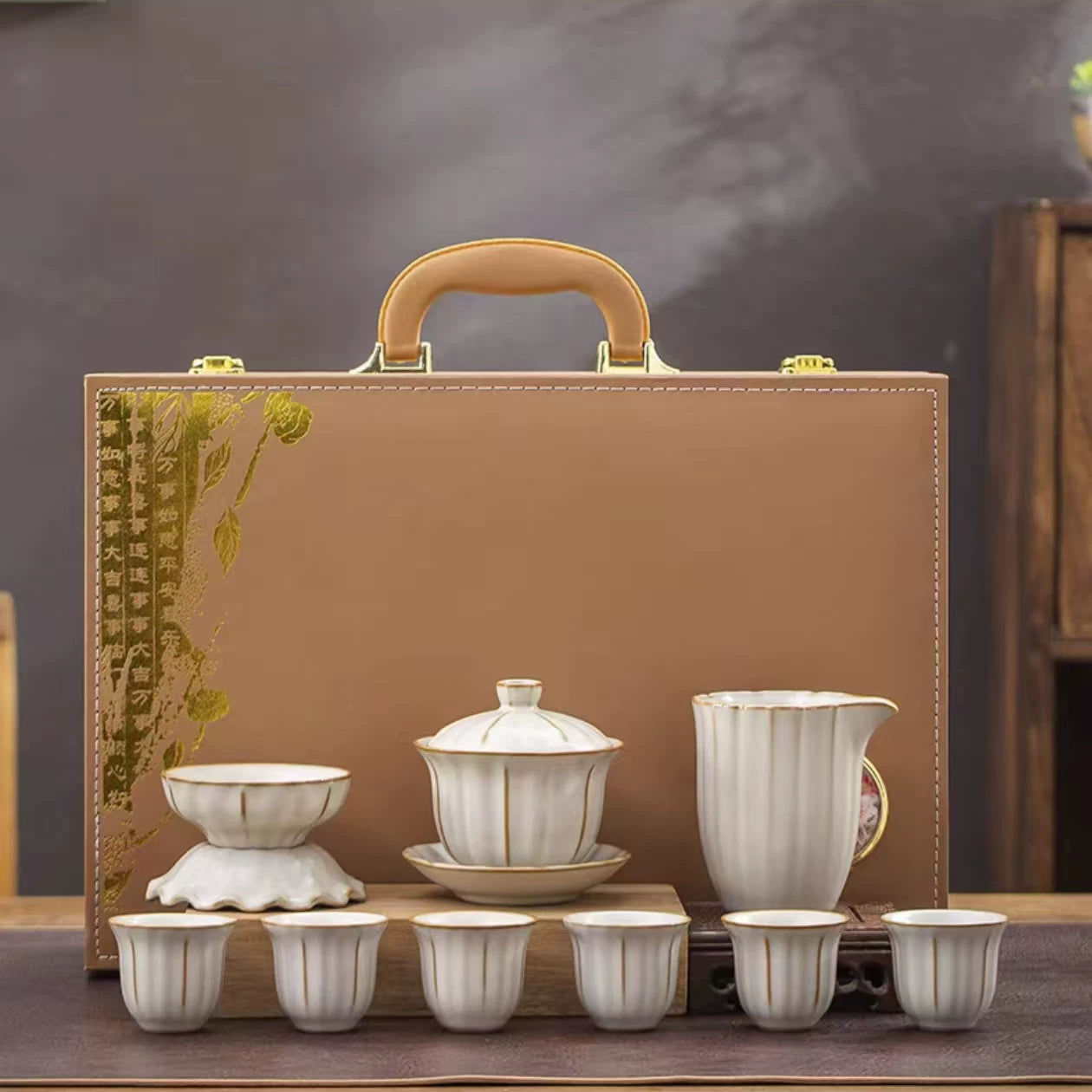 Ru Kiln Tea Set with Tea Tray