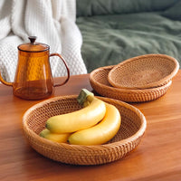 Shallow Round Rattan Tray