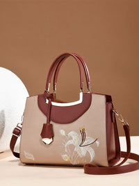 Brown Embroidered Crossbody Handbag