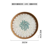 Rattan & Shell Inlay Round Tray