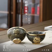 Gold-Inlaid Jade Zodiac Teacup