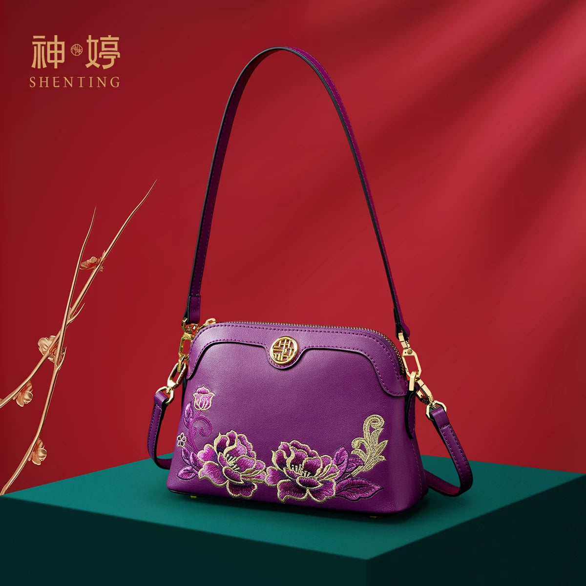 Small Leather Chinese-Style Shoulder Bag