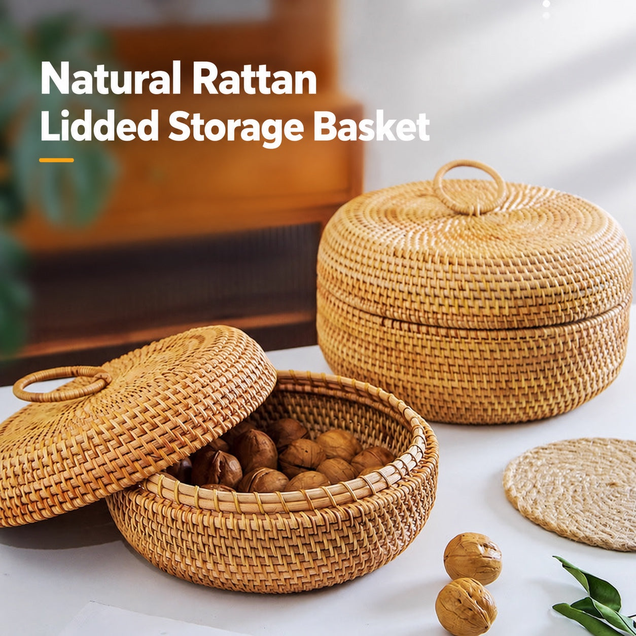 Rattan Lidded Storage Box
