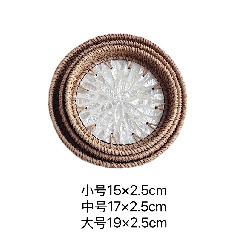Mini Rattan & Shell Basket Set of 3