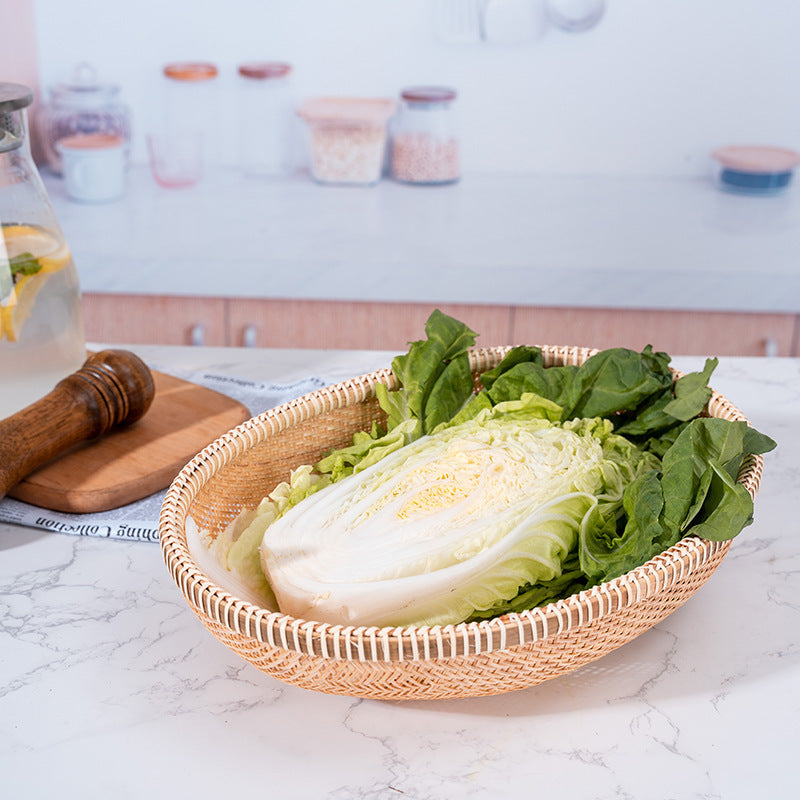 Golden Bamboo Oval Basket